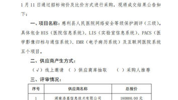 慈利县人民医院网络安全等级保护测评项目成交 公 示